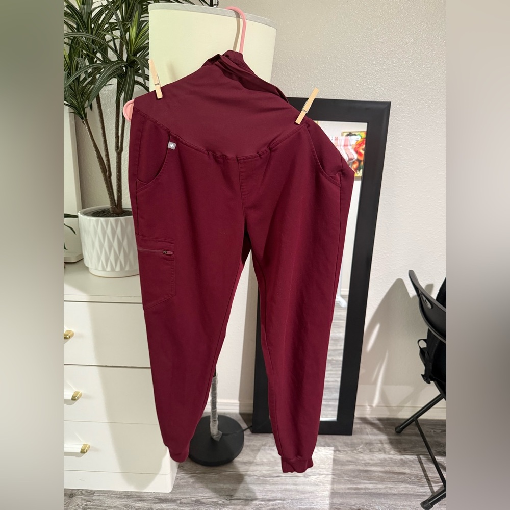 Figs Maternity Burgundy Zamora Jogger Pants
